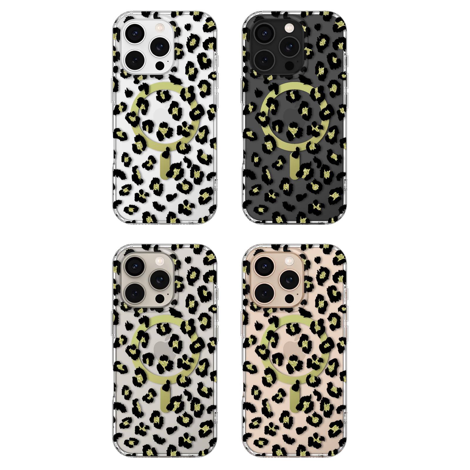 Alt View 2. Ornarto - ORNARTO Designed for iPhone 16 Pro Case 6.3" with Leopard Print,Compatible with MagSafe,Clear Shockproof Case-Black - Black.