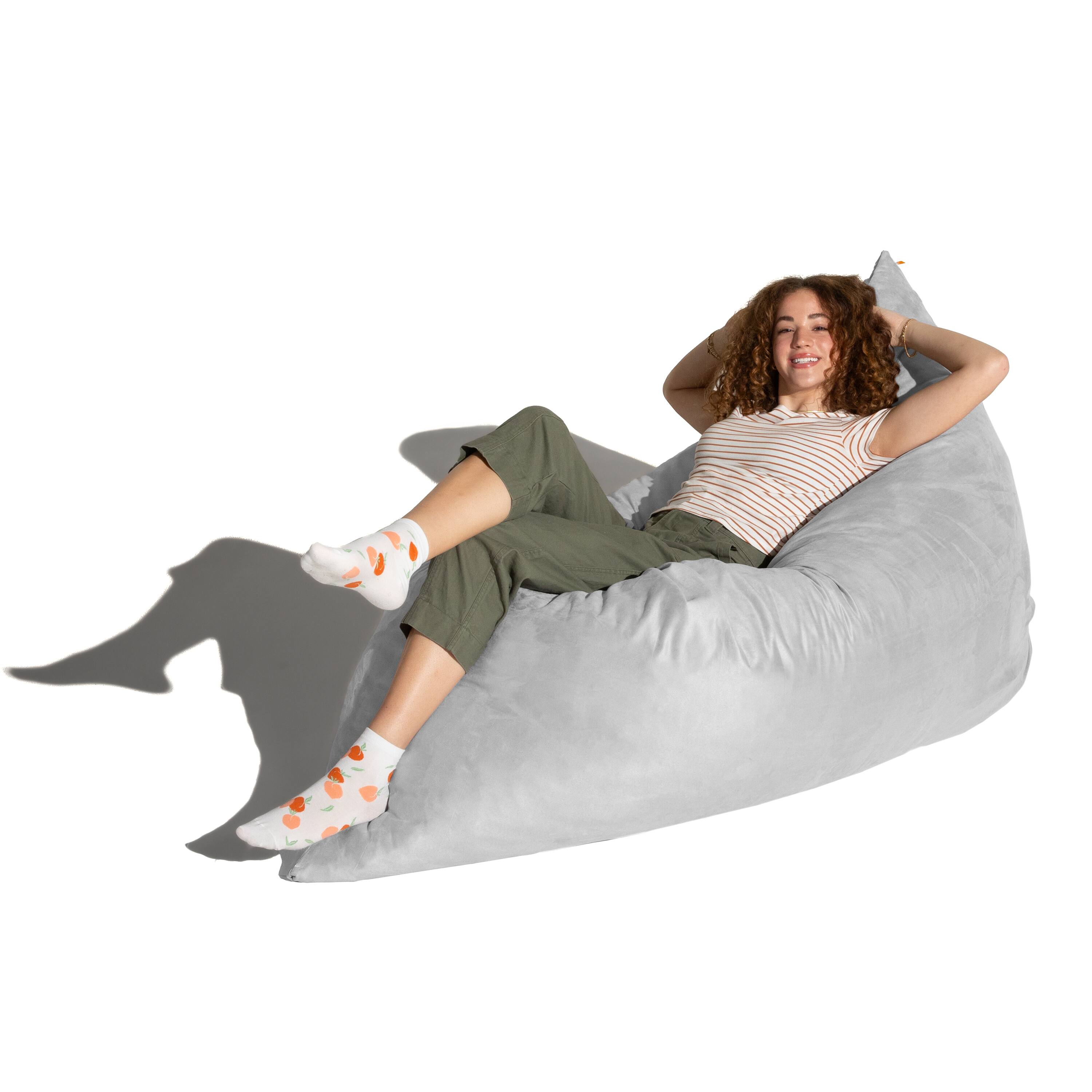 Angle. Jaxx - Jaxx Pillow Saxx 5.5-Foot - Huge Bean Bag Floor Pillow and Lounger, Platinum - Platinum.