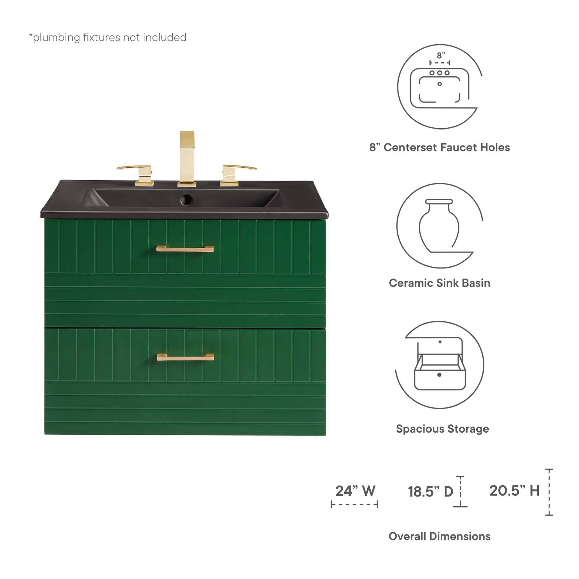 *plumbing fixtures not included

8" Centerset Faucet Holes

Ceramic Sink Basin

Spacious Storage

24" W x 18.5" D x 20.5" H Overall Dimensions