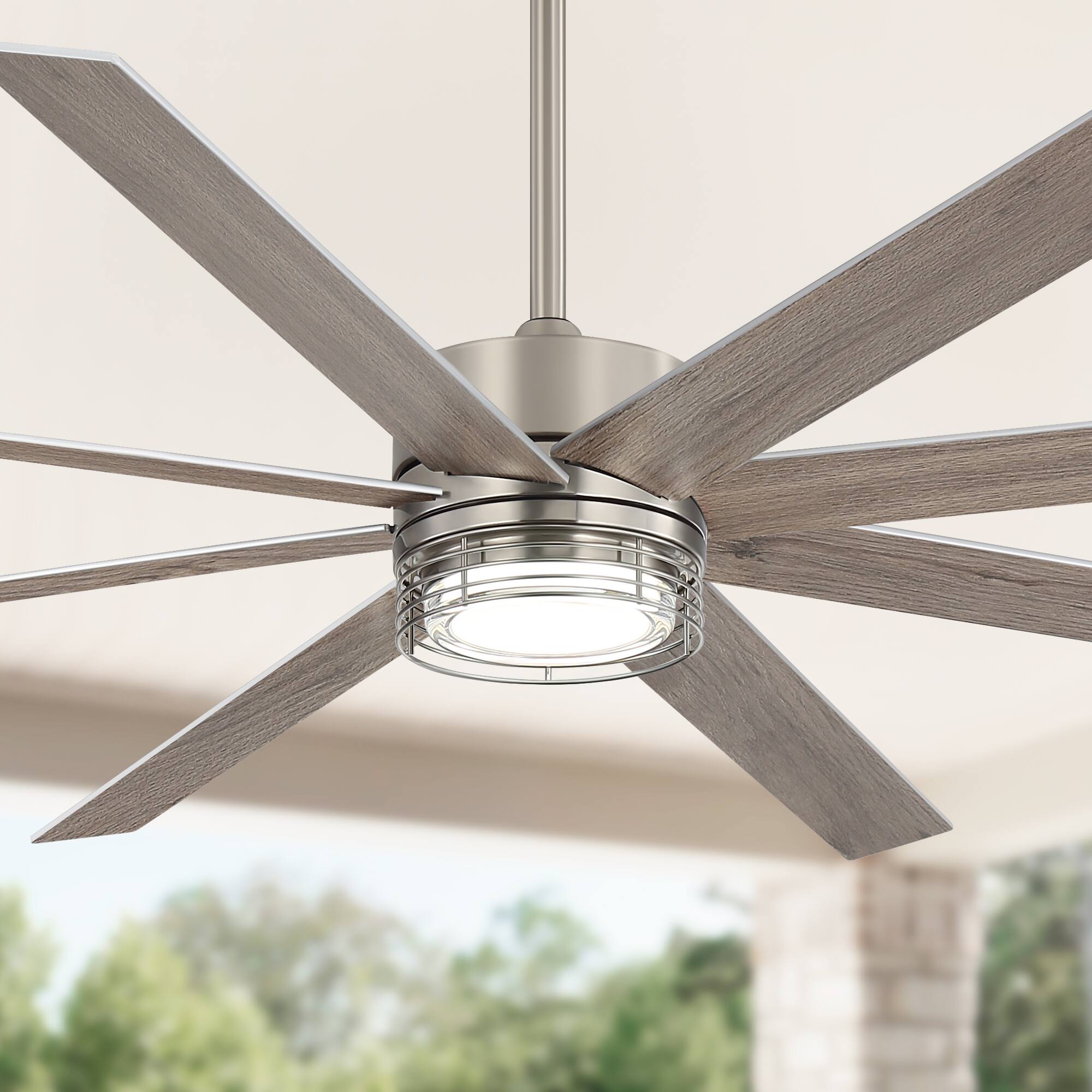 Back. Breezary - 72-Inch Modern Ceiling Fan with Dimmable 3-Color LED Light 8 Blades DC Motor Remote Timer Downrod Mount - 72-inch White.