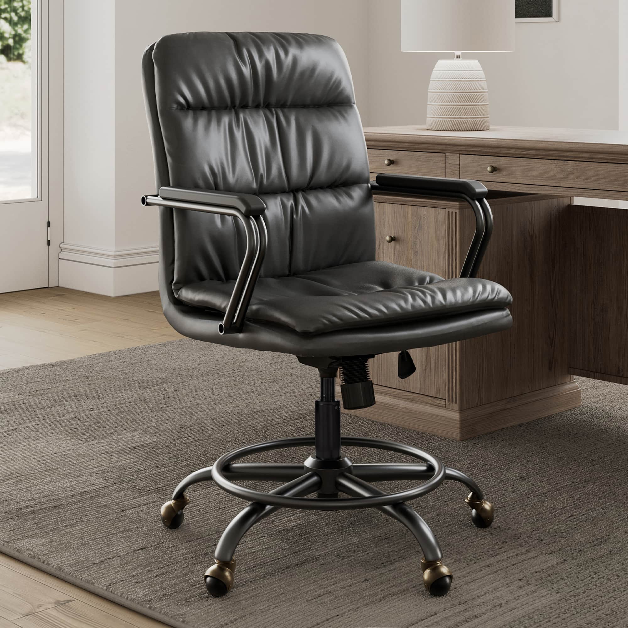 Eureka Ergonomic - PU Leather Ergonomic Office Chair with Lumbar Support & Bakc Support - Gray