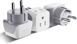 Ceptics - Denmark Travel Adapter Plug with Dual Usa Input - Power - Type K (3 Pack) - Ultra Compact - White