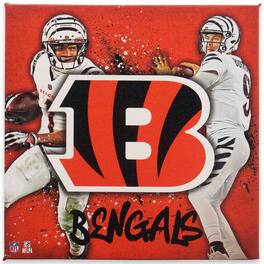 Open Road Brands - Cincinnati Bengals 12" x 12" Team Logo and Players Splash Canvas Art - Multicolor