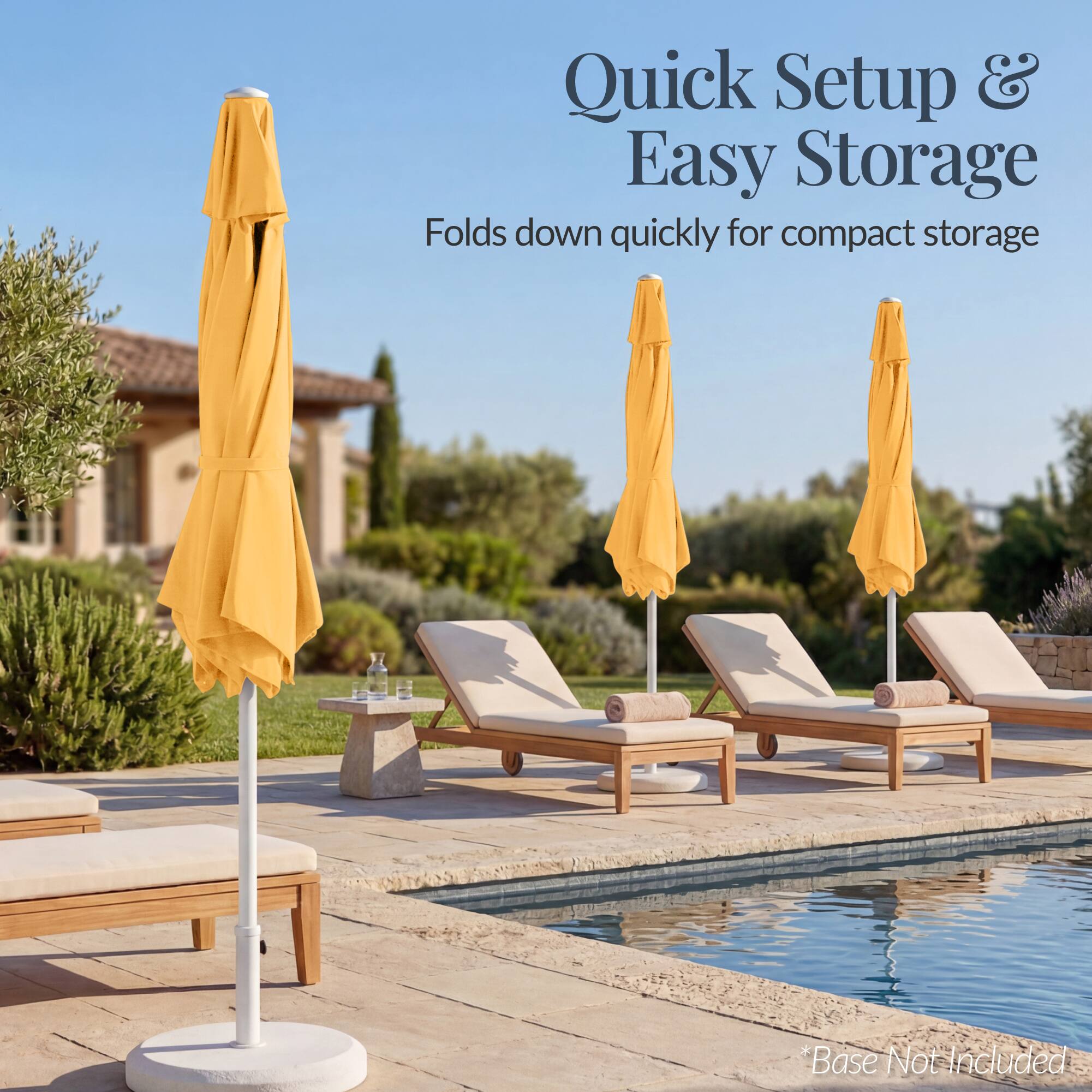 Quick Setup & Easy Storage  
Folds down quickly for compact storage  
*Base Not Included