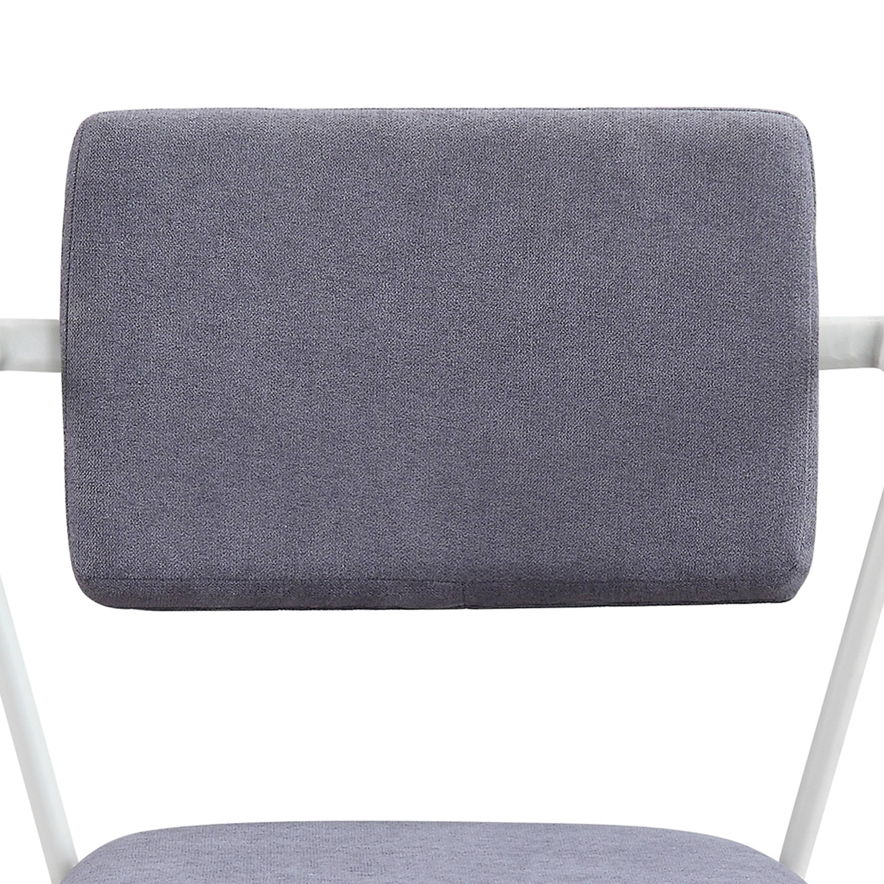 Alt View 3. Manhattan Lane - Metal Chair with Fabric Upholstery and Straight Legs - Gray and White.