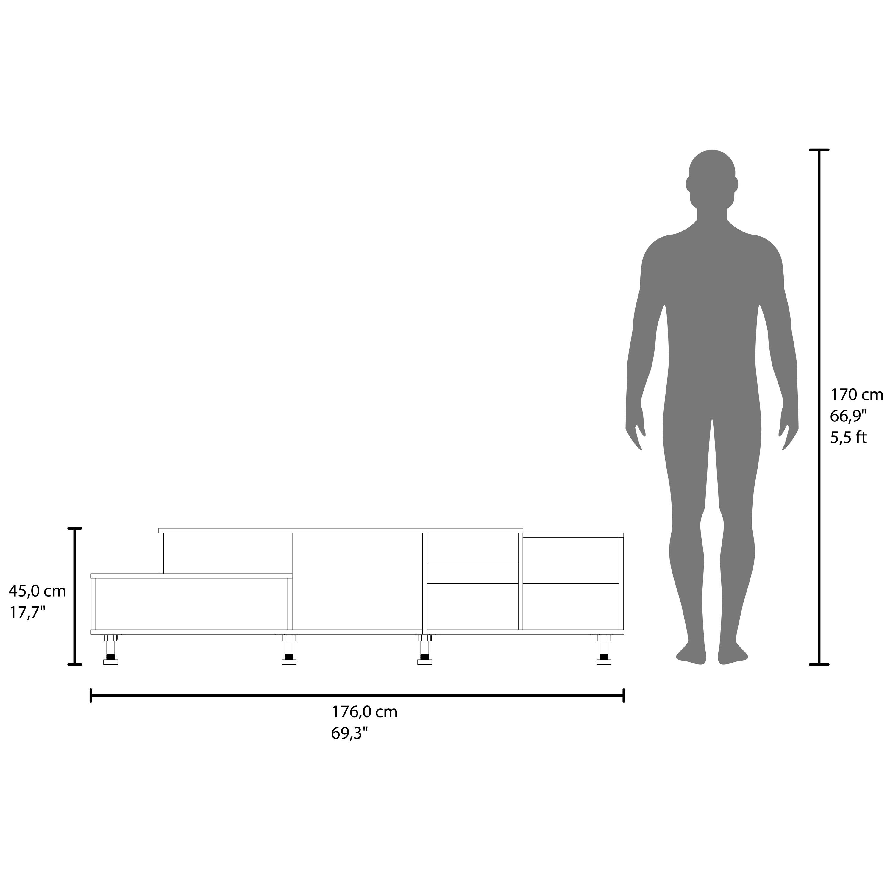 170 cm  
66,9"  
5,5 ft  
45,0 cm  
17,7"  
176,0 cm  
69,3"