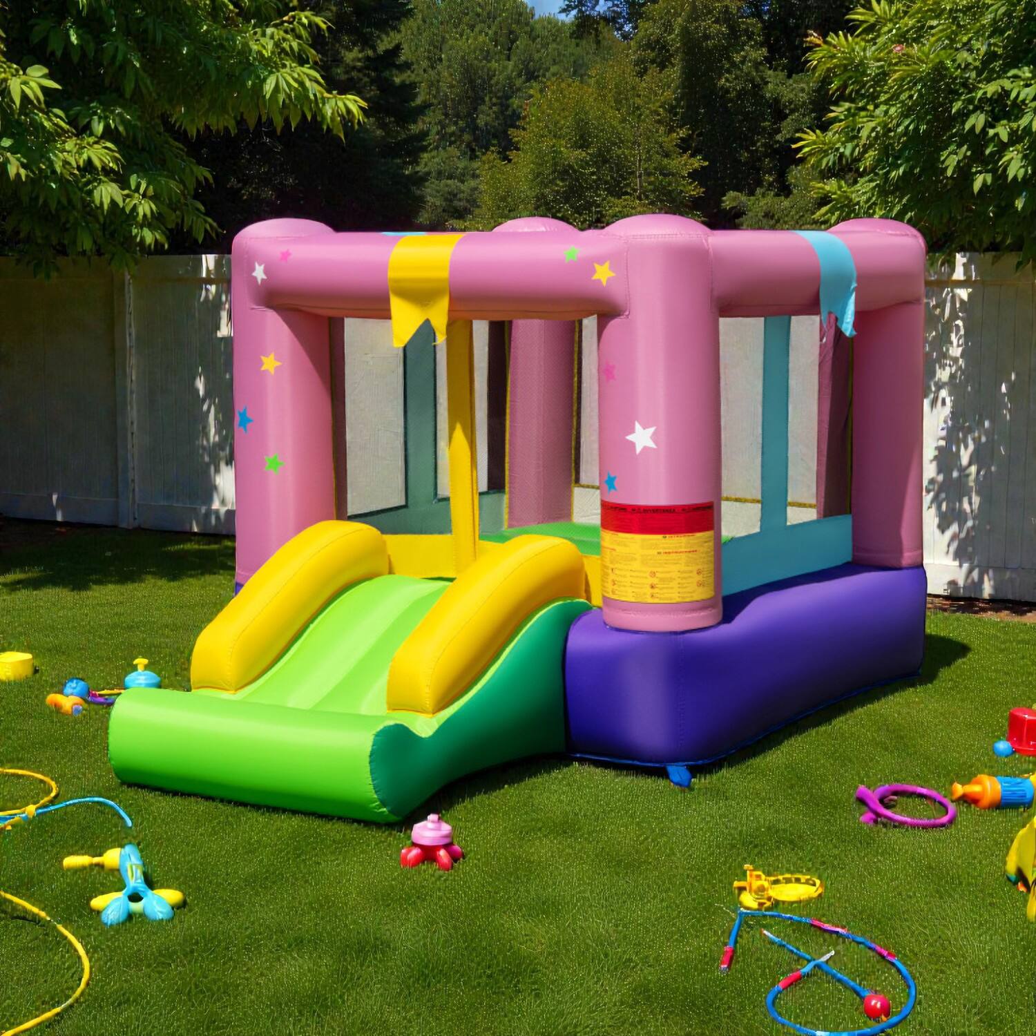 Front. BreeBe - Fun Kids Inflatable Bouncer with 480W Blower and Portable Carry Bag - Multicolor.