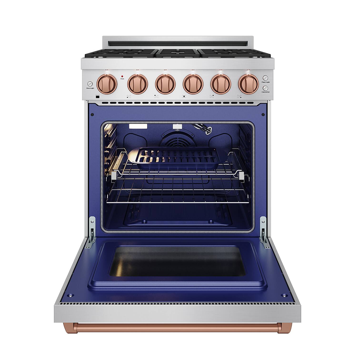 Alt View 6. Thor Kitchen - Gordon Ramsay Series by Thor Kitchen 4.55 Cu. Ft Freestanding Gas Range with Rose Gold Hardware - Stainless Steel.