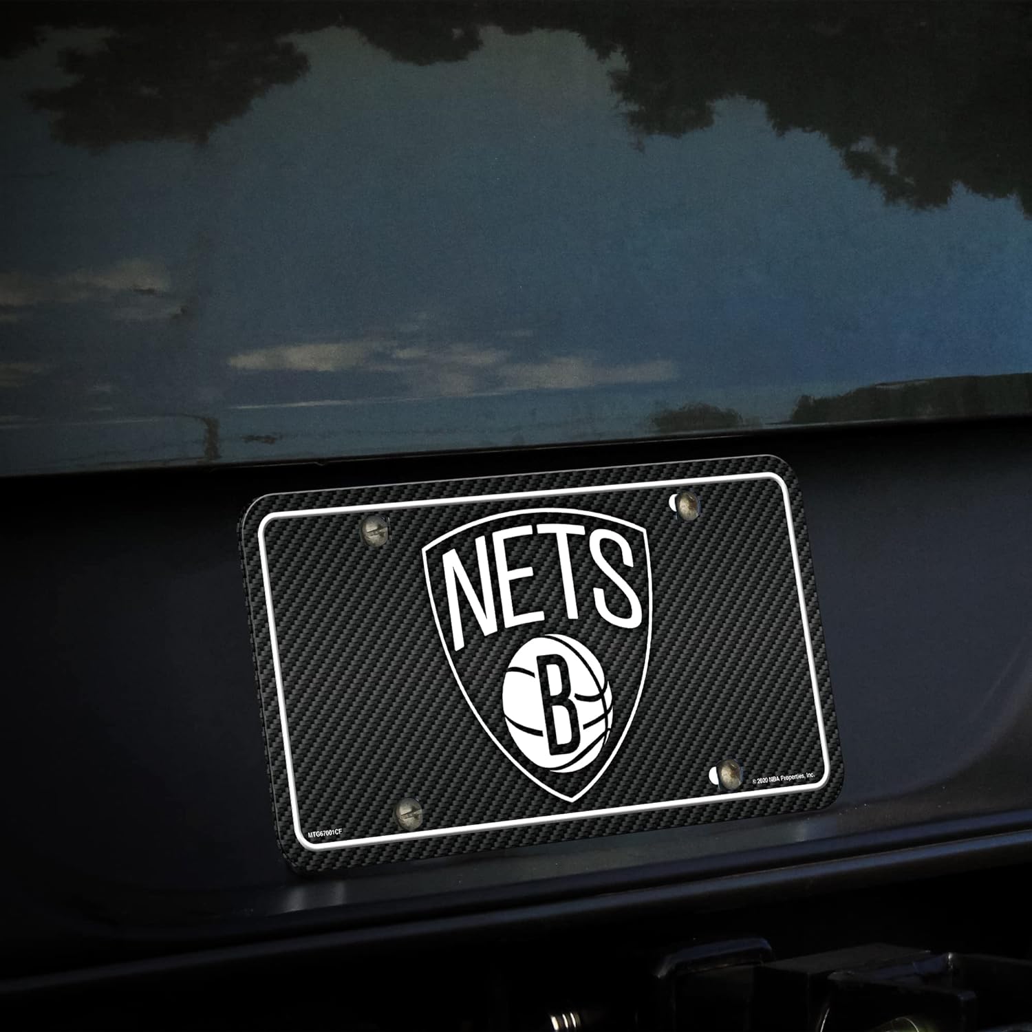 Alt View 2. Rico Industries - Brooklyn Nets NBA 12x6 Carbon Fiber Design Metal License Plate Auto Tag - Multi.