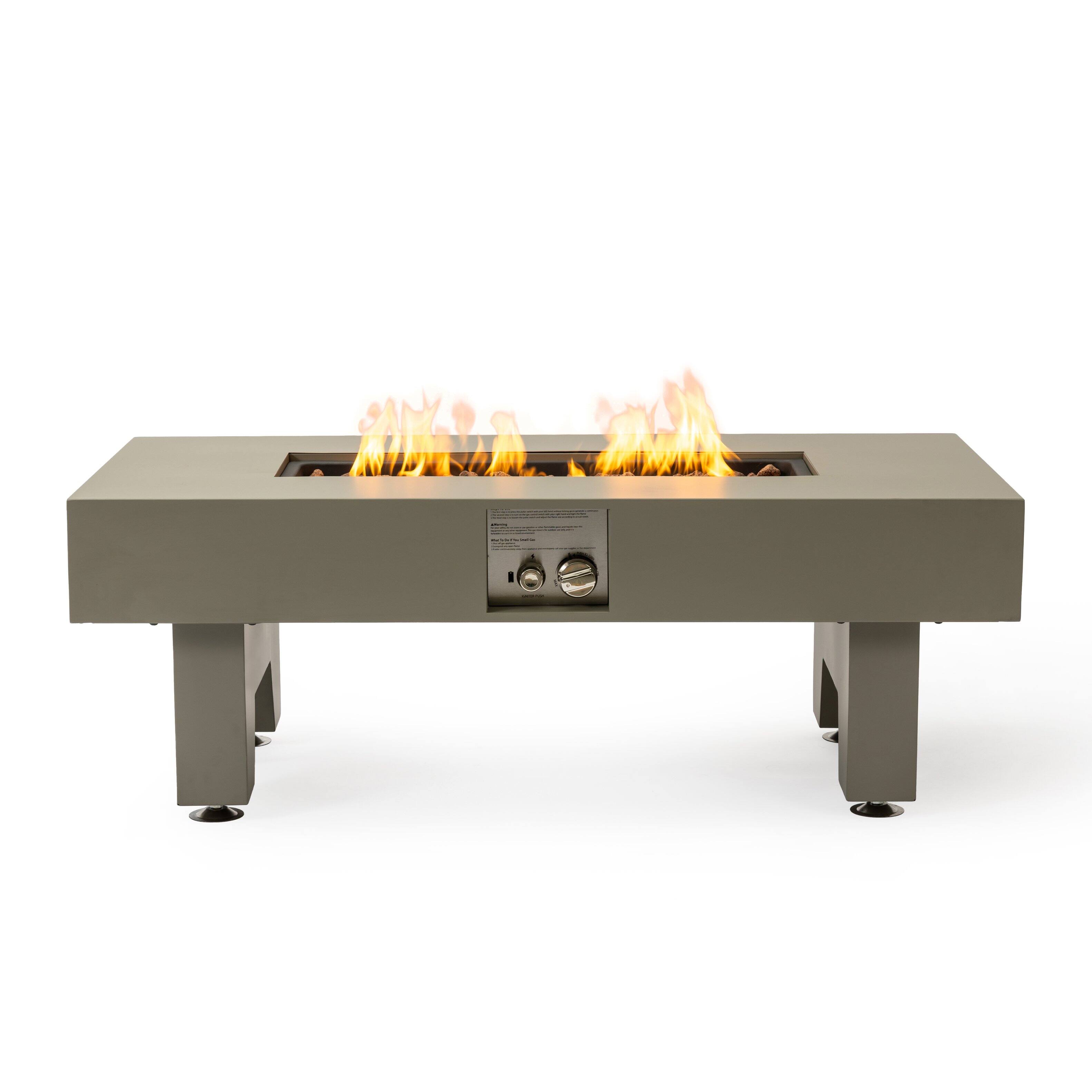Alt View 7. PexFix - 42" Rectangular Propane Fire Pit Table, 50,000 BTU Outdoor Heater for Patio Gatherings - Grey.