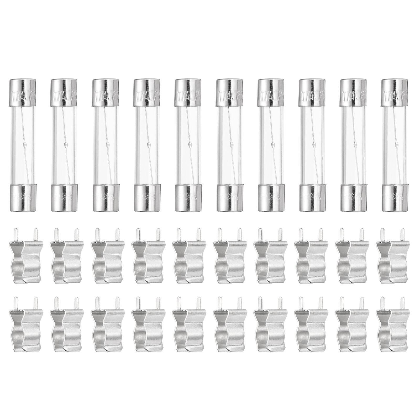 Unique Bargains - Glass Tube Fuses, 6x30mm 7A 250V Slow Fast Blow Glass Cartridge Tube Fuse with 20pcs Safety Clip 10pcs price history on PriceWatchPro