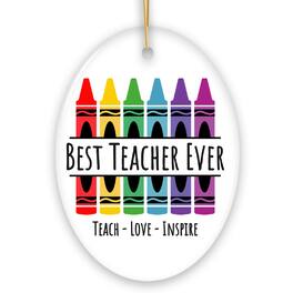 OrnamentallyYou - Best Teacher Ever Ornament, School Theme Appreciation Christmas Gift and Tree Decor - Multi-colored