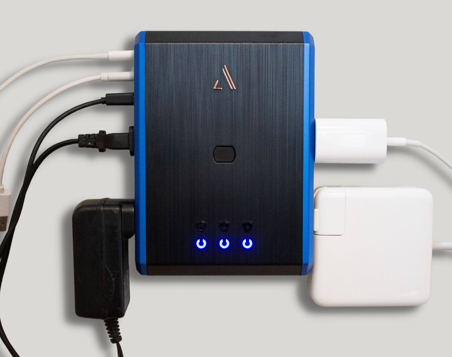 Alt View 12. Austere - V Series Power 4-Outlet/3-USB Wall Tap 3,000 Joules Surge Protector - Black and Blue.