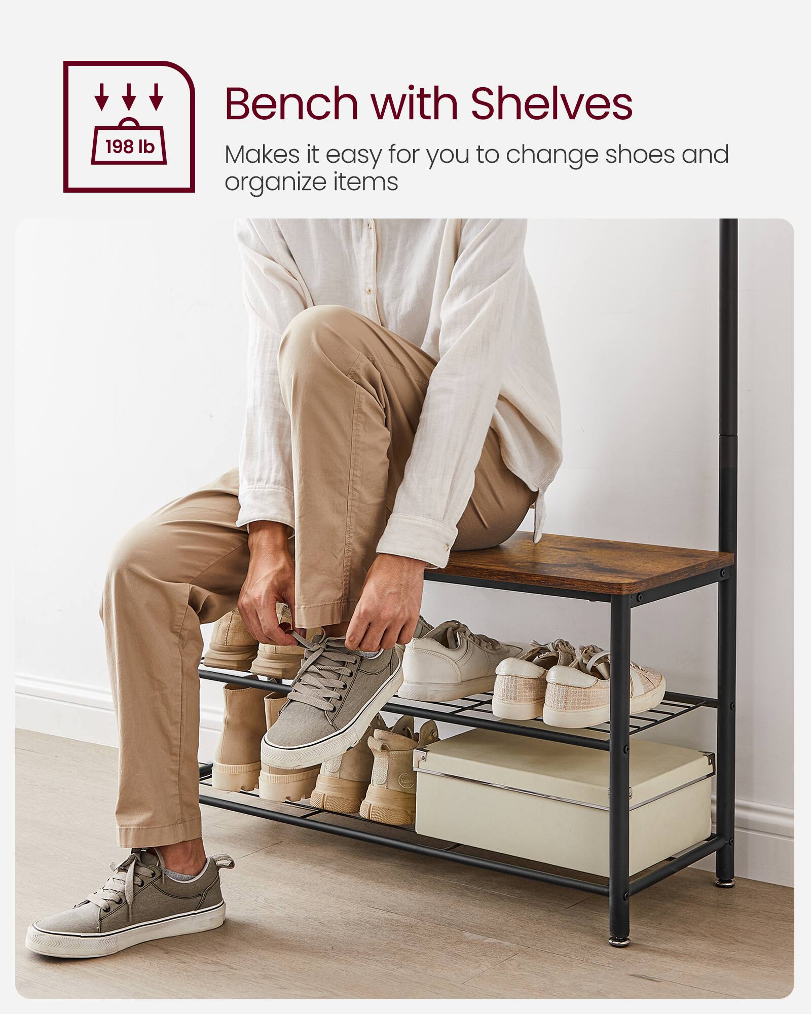 Bench with Shelves

198 lb

Makes it easy for you to change shoes and organize items