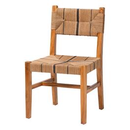 bali & pari - Prita Bohemian Paper Loom and Natural Mahogany Wood Dining Chair - Brown/Natural Brown
