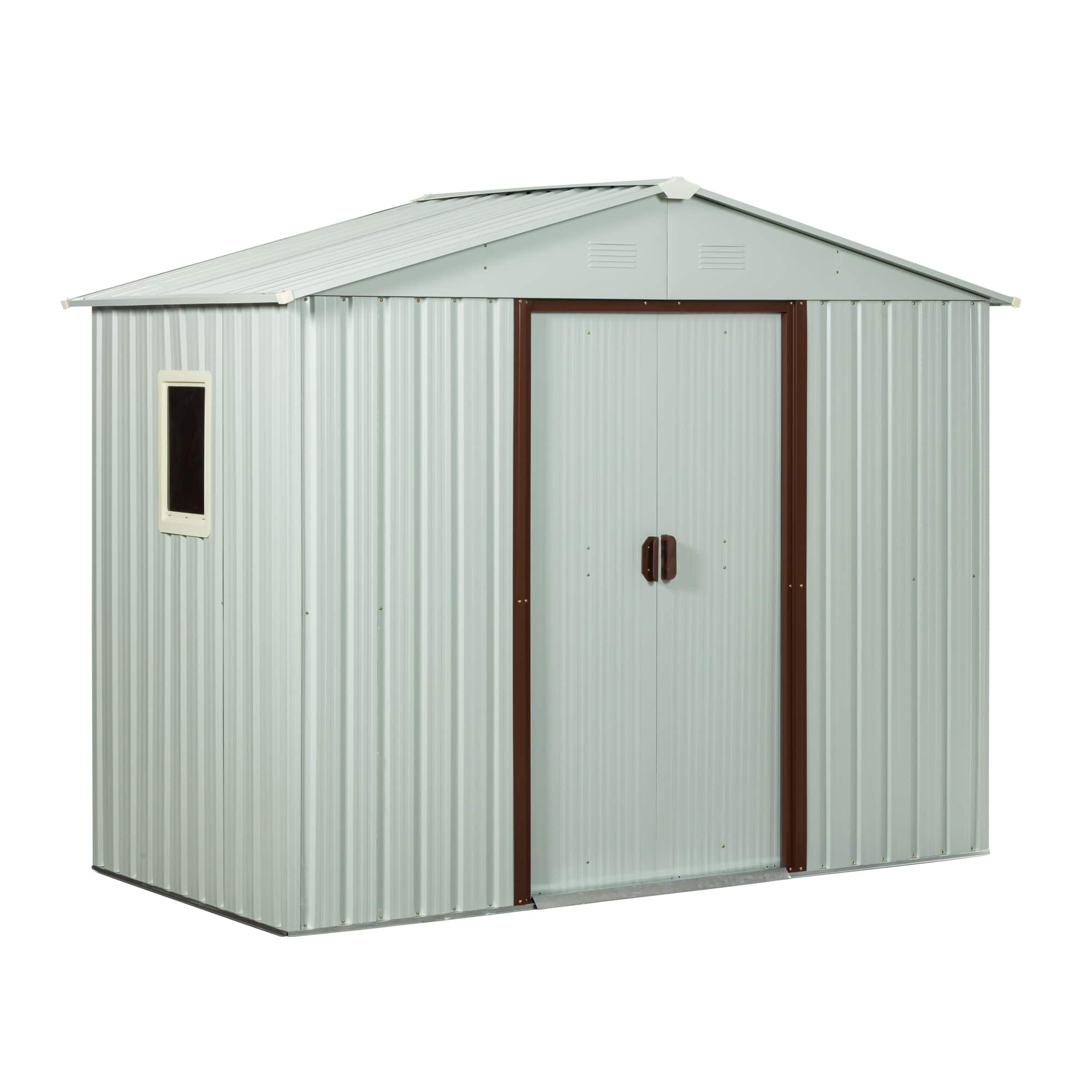 Mondawe - 6ft x 5ft Outdoor Metal Storage Shed With window and foundation - White