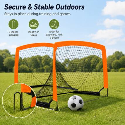 Secure & Stable Outdoors
Stays in place during training and games
8 Stakes Included
Steady on Grass
Great for Backyard, Park & Beach