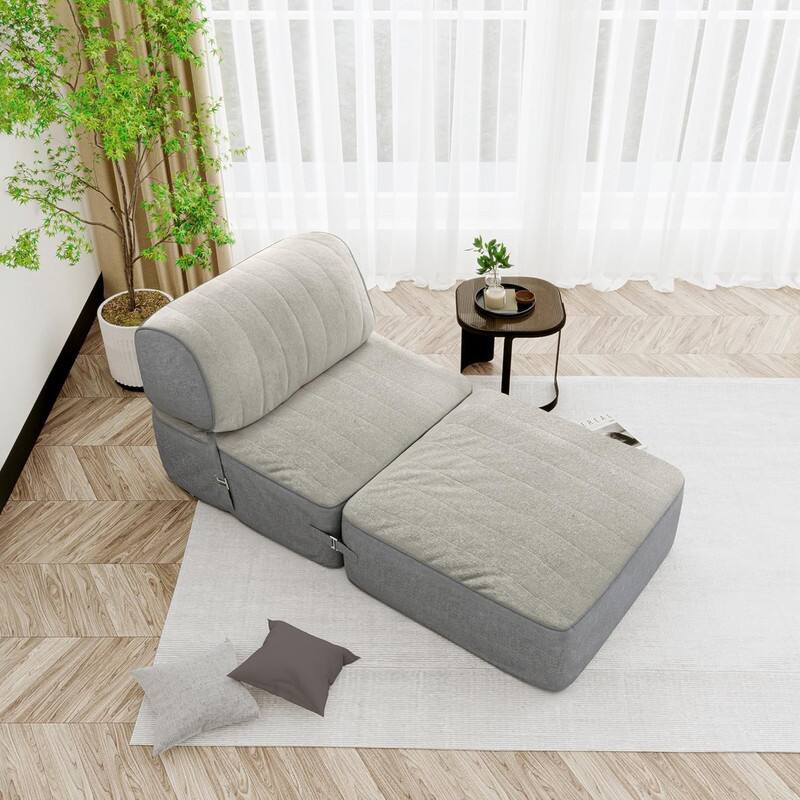 Alt View 4. wowmax - Foldable Bean Bag Sofa Bed - Adjustable Backrest Lounger for Gaming, Sleep & Small Spaces - Grey.