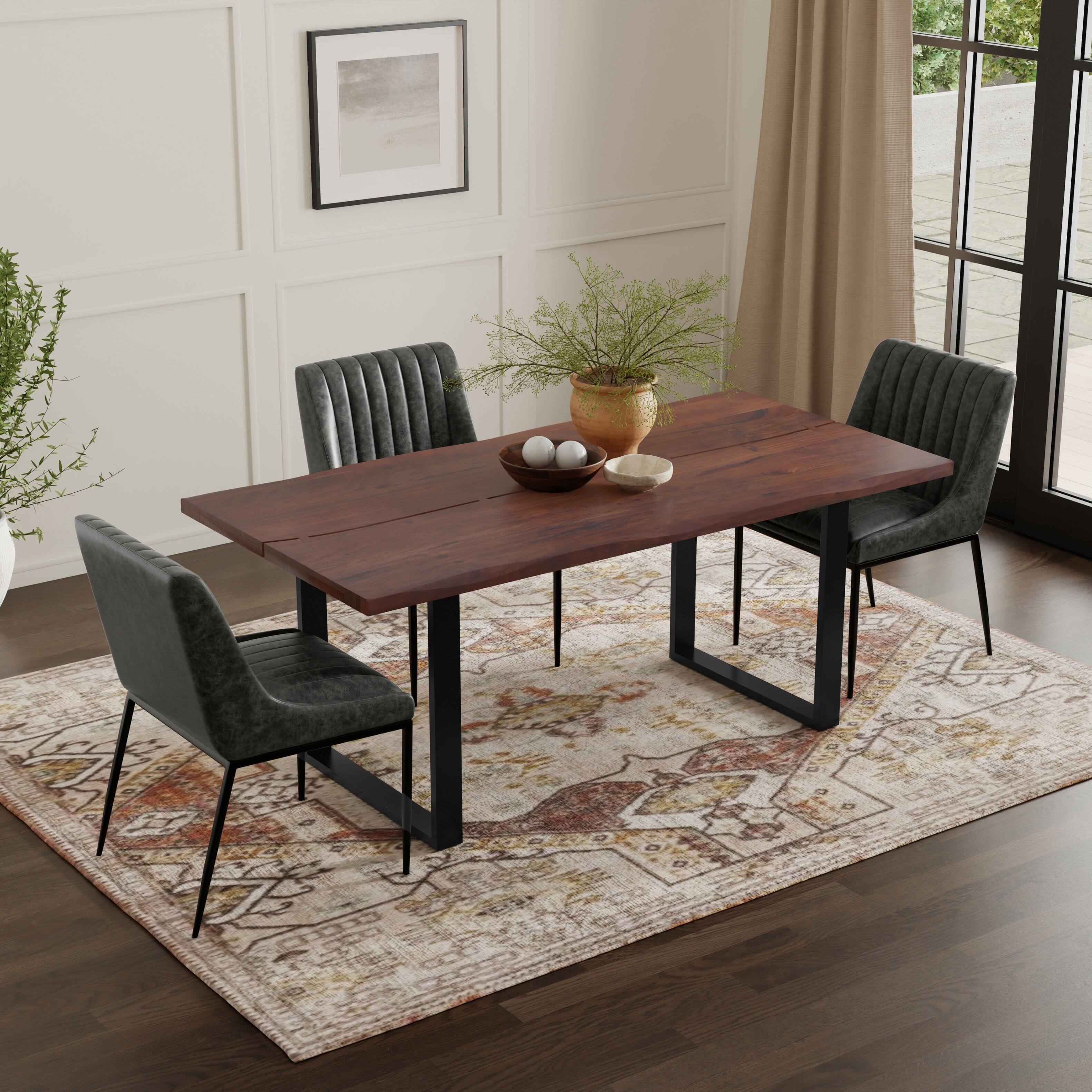 Left. Simpli Home - Fieldcrest 72 inch x 36 inch Rectangle Modern Industrial Dining Table in Dark Walnut - Dark Walnut.