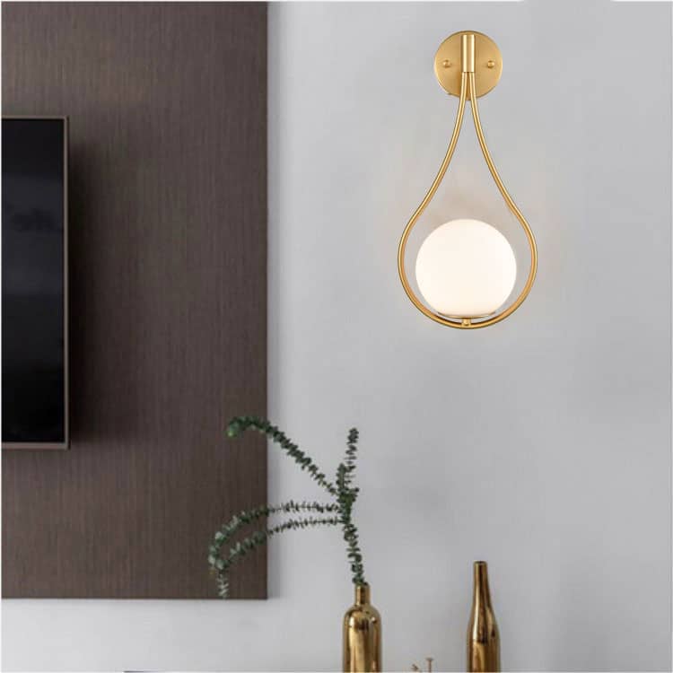 Left. MOOSE - Modern Wall Sconce Milk Globe Light Set of 2 - Gold.