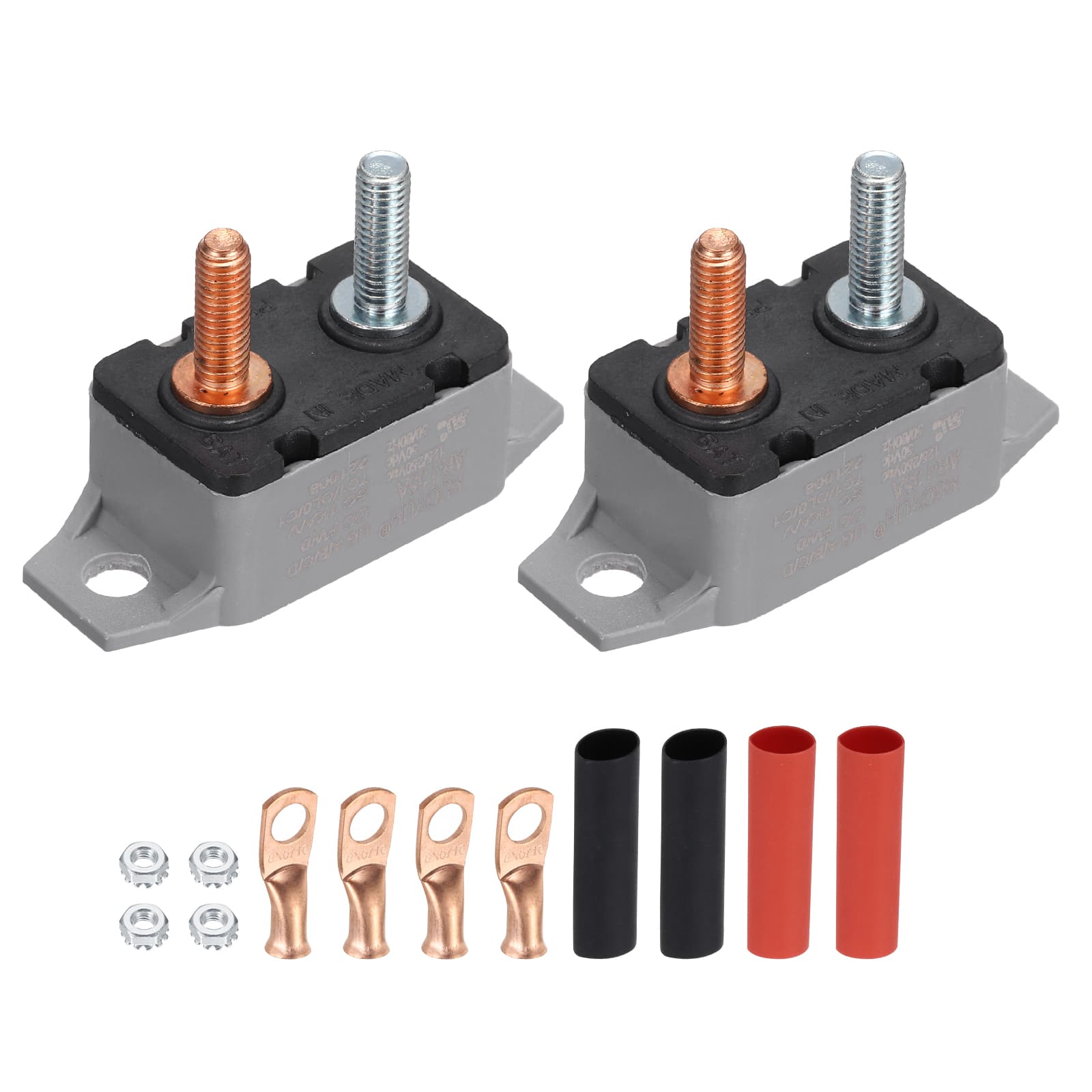 Unique Bargains - 2Set DC50V AC125/250V 35A CB, Auto Reset Stud Bolt Type, Screws, Nuts, Wire Clamps, Heat Shrink Tubing, Auto - Gray price history on PriceWatchPro