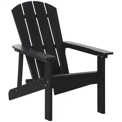 Front. Resenkos - Resenkos Adirondack Seat, Durable HDPE Fire Pit Stool, Weatherproof Outdoor Bench for Patio, Garden, Yard, Lawn, Black - Black.