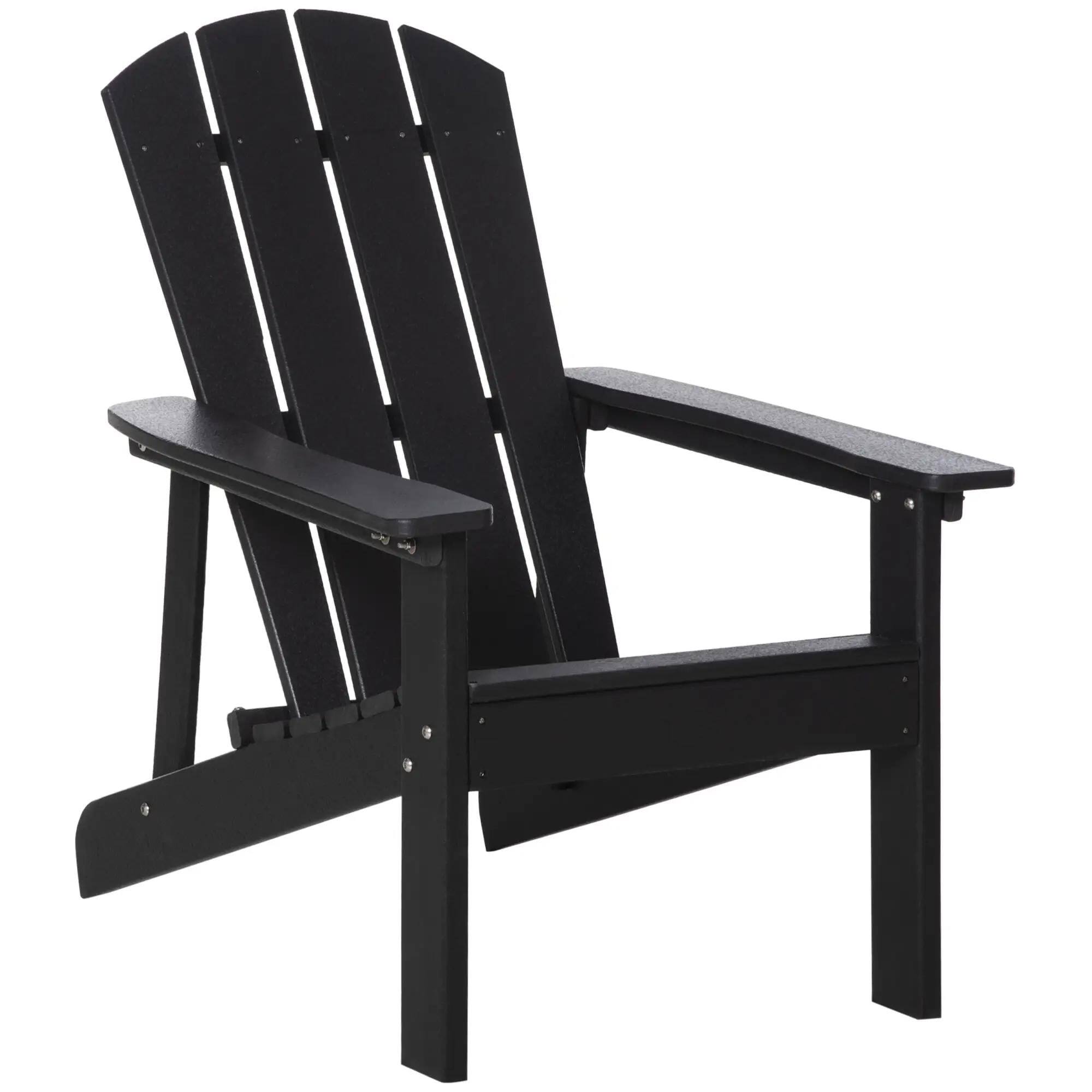 Front. Resenkos - Resenkos Adirondack Seat, Durable HDPE Fire Pit Stool, Weatherproof Outdoor Bench for Patio, Garden, Yard, Lawn, Black - Black.