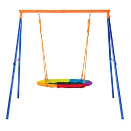 VEVOR - Swing Sets for Backyard, 440lbs Load Capacity Swing Set, 40" Saucer Swing Seat with Heavy Duty A-Frame Metal Swing Stand - Orange
