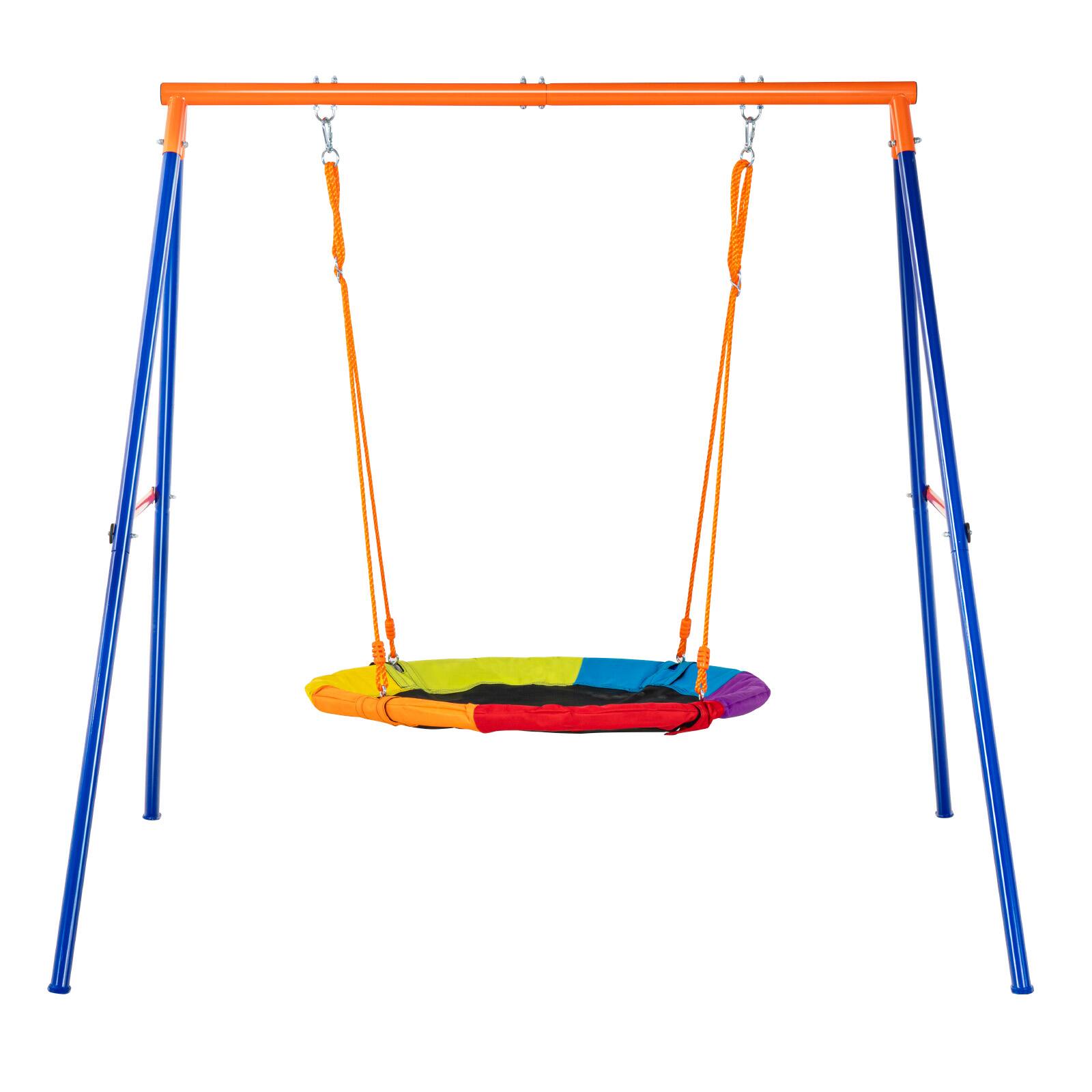 VEVOR - Swing Sets for Backyard, 440lbs Load Capacity Swing Set, 40" Saucer Swing Seat with Heavy Duty A-Frame Metal Swing Stand - Orange