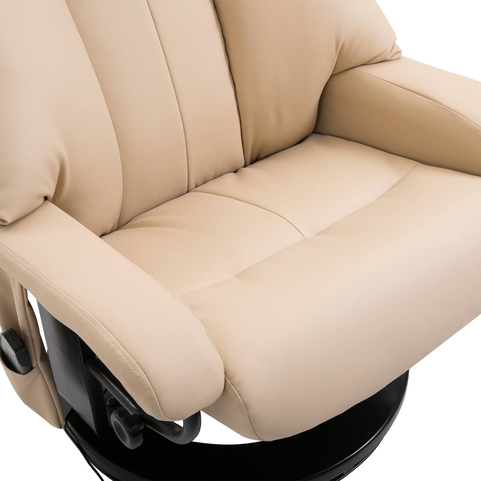 Alt View 7. Homcom - Massage Recliner Chair with Ottoman: 360° Swivel & Footstool, 10 Point Vibration PU Leather w/Side Pocket - Beige.