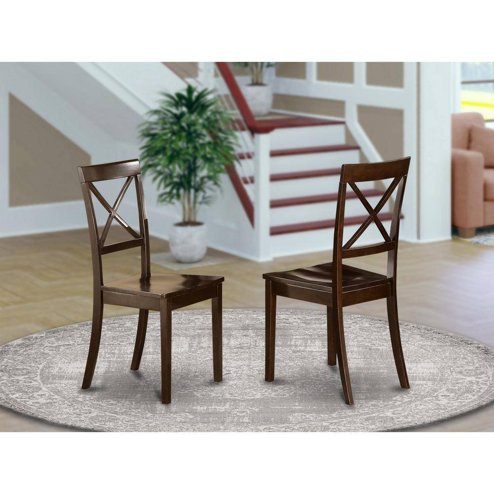 Left. East West Furniture - Boston X-Back Kitchen chair with Wood Seat - Cappuccino.