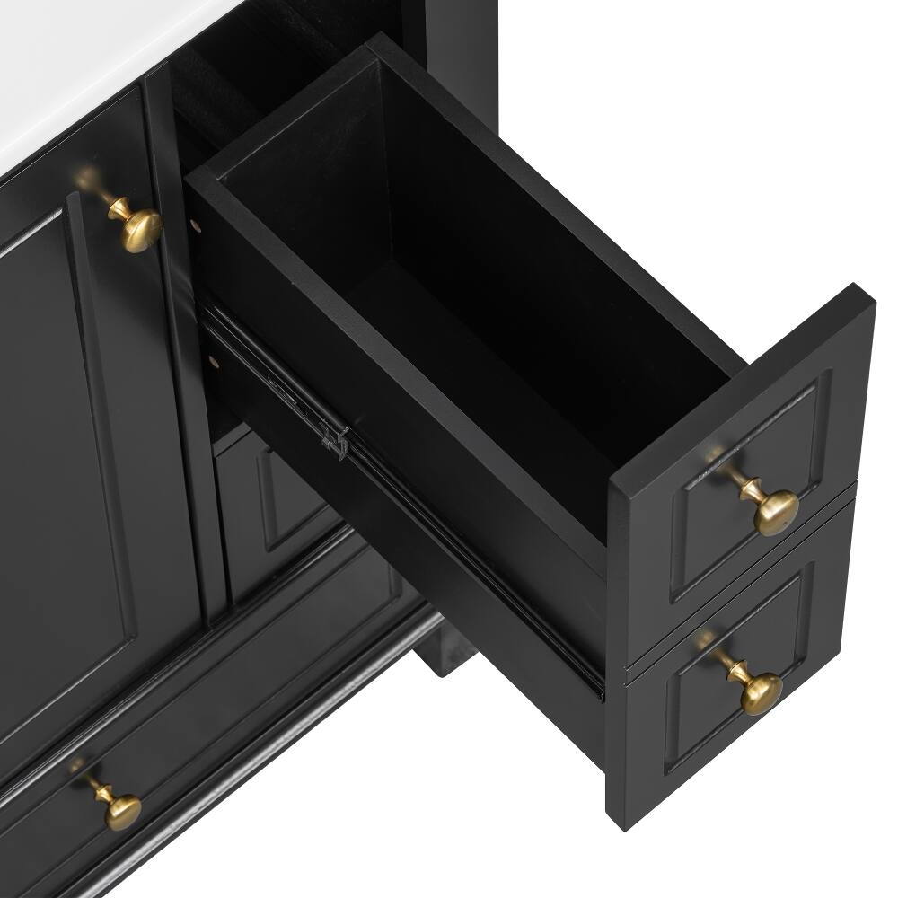 Alt View 4. Loheer - Loheer 24 Inch Bathroom Vanity with Sink, Black Freestanding Vanity Cabinet, Solid Wood Base - Black.