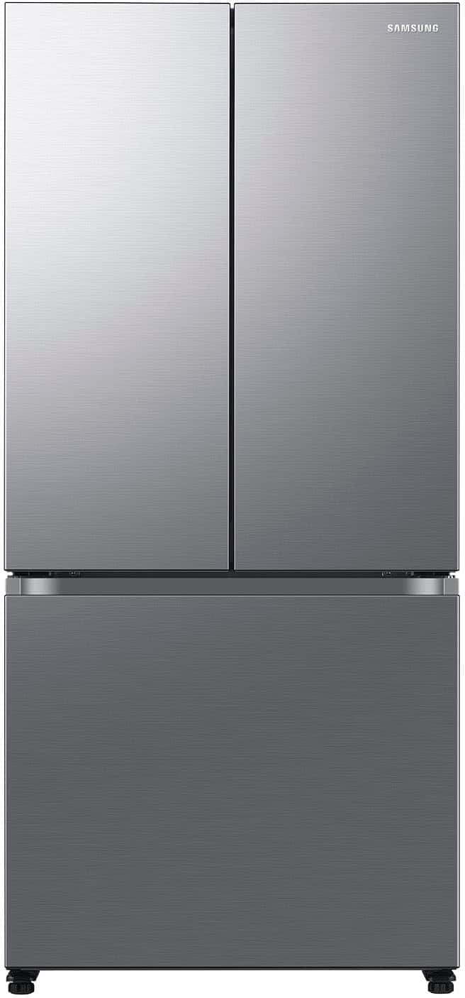 Front. Samsung - 17.5 cu. ft. 3-Door French Door Counter Depth Smart Refrigerator with Twin Cooling Plus - Stainless Look.