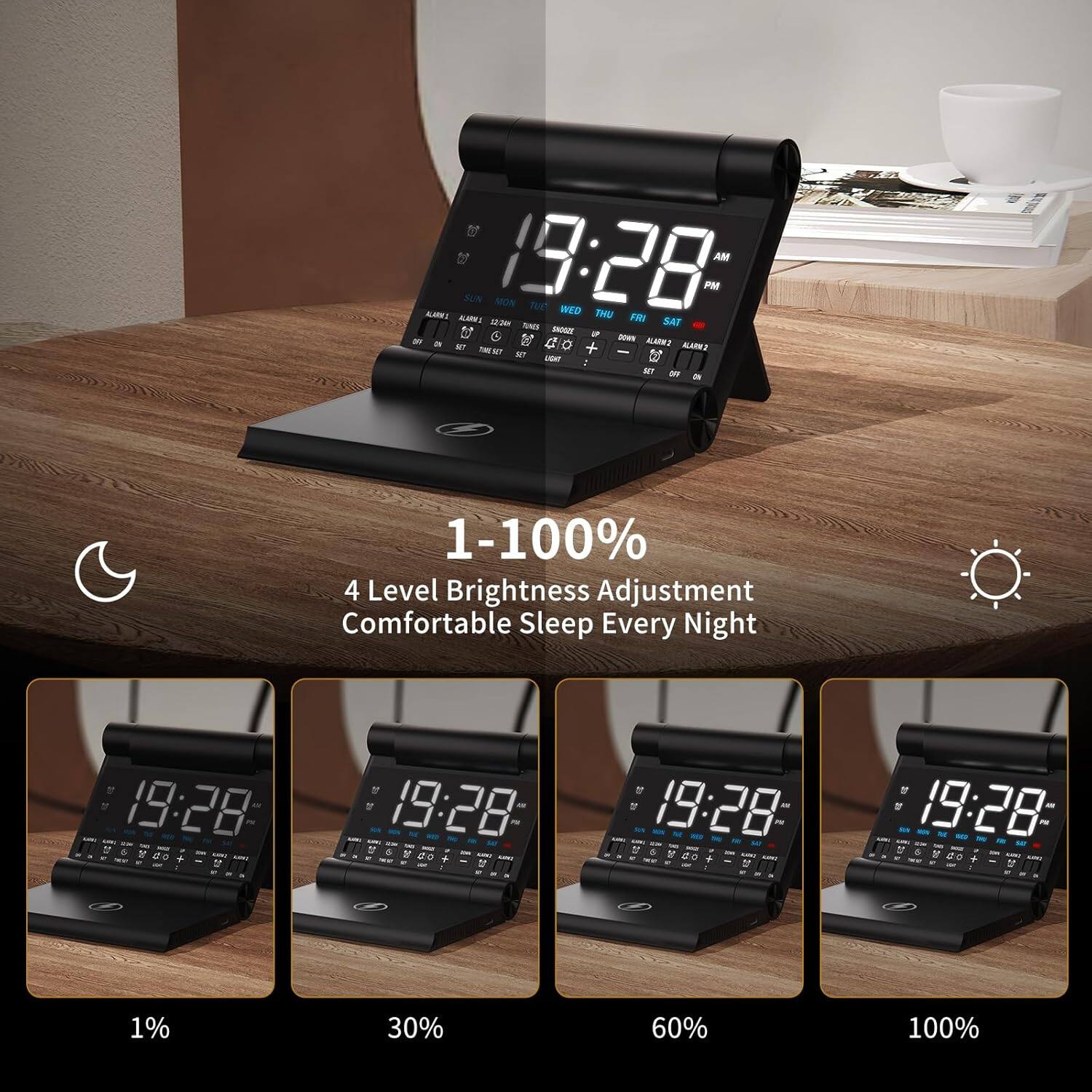 1-100%  
4 Level Brightness Adjustment  
Comfortable Sleep Every Night  

1%  
30%  
60%  
100%