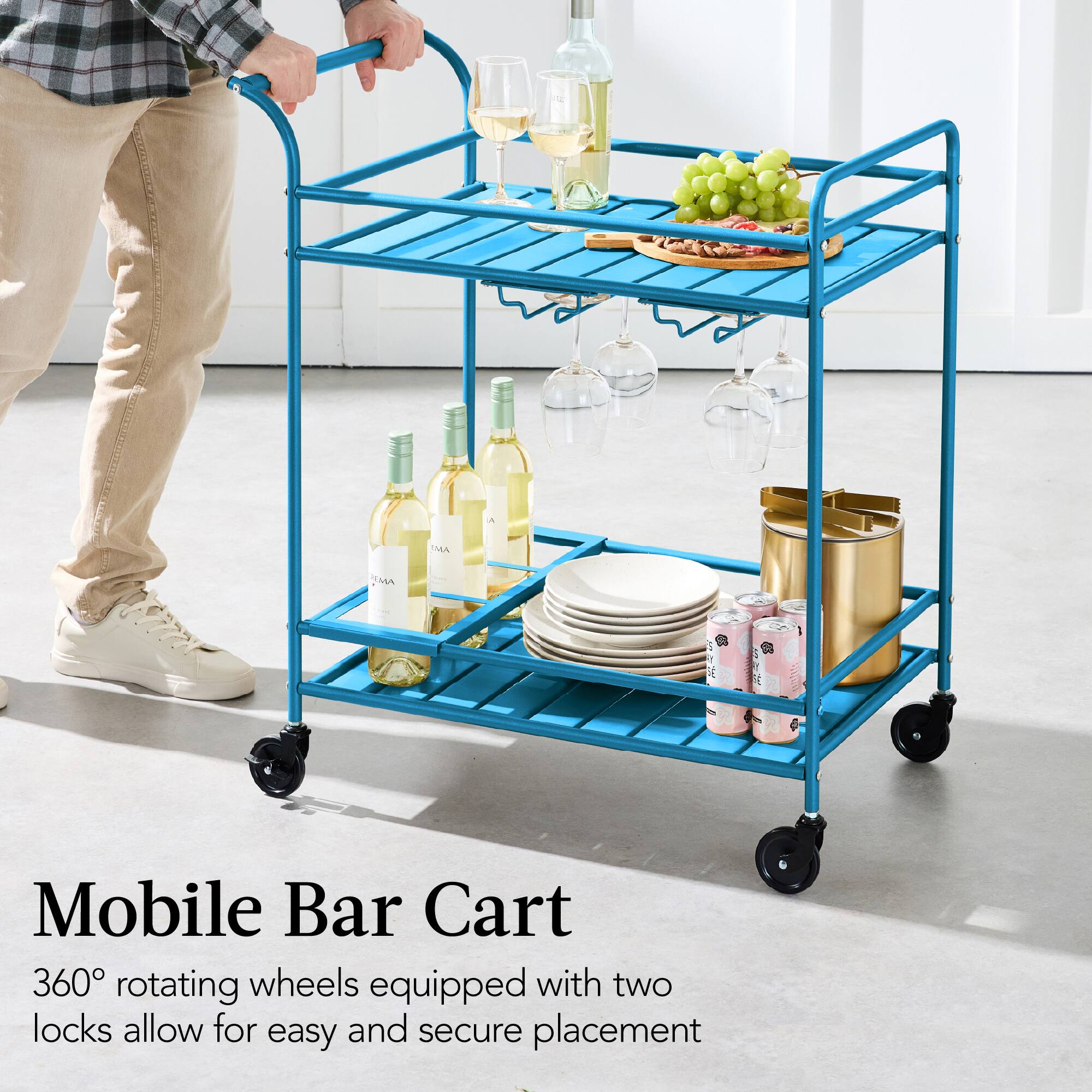Mobile Bar Cart

360° rotating wheels equipped with two locks allow for easy and secure placement