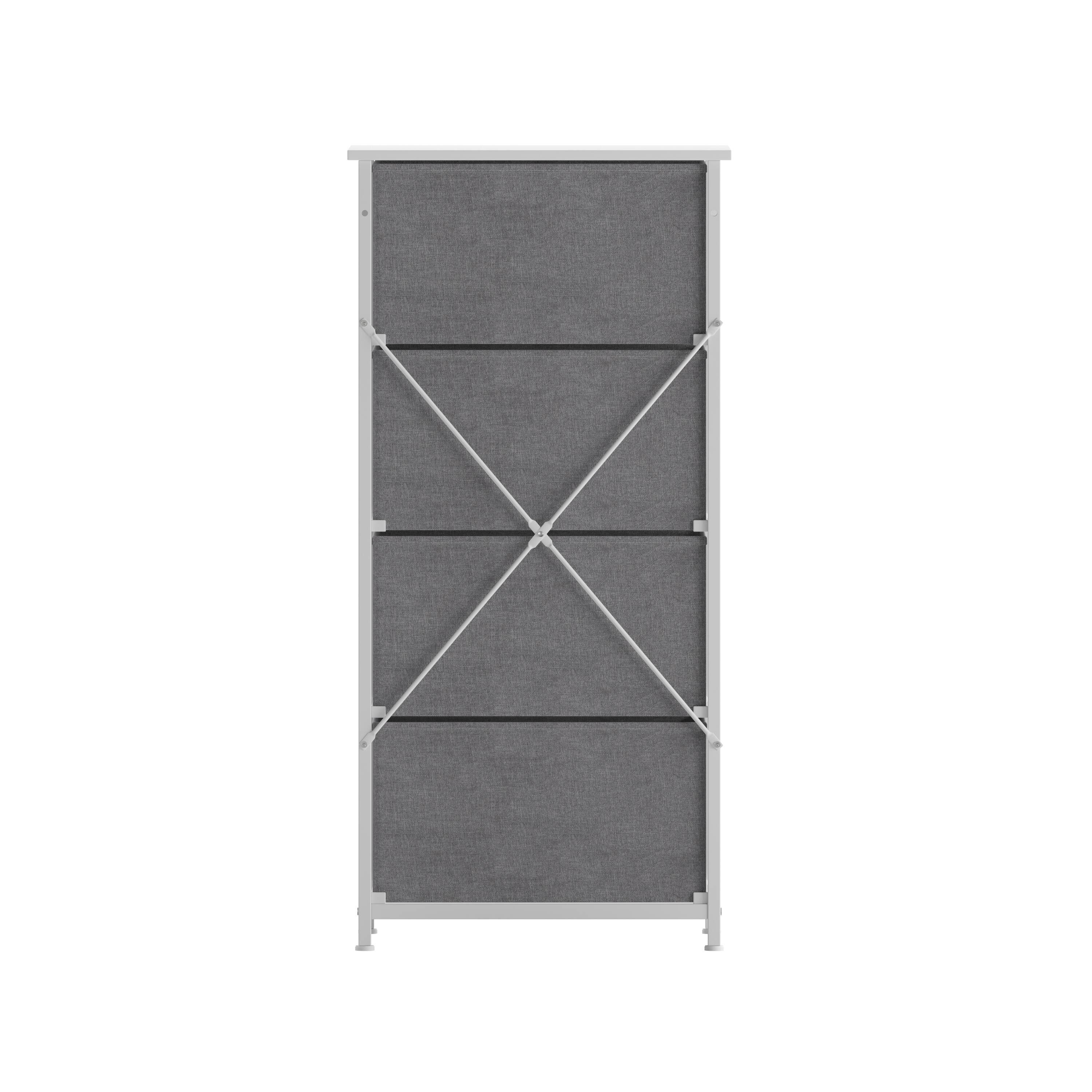 Alt View 7. Emma + Oliver - Marley 4 Drawer Storage Dresser with Cast Iron Frame, Wood Top and Easy Pull Fabric Drawers with Wooden Handles - Gray Drawers/White Frame.