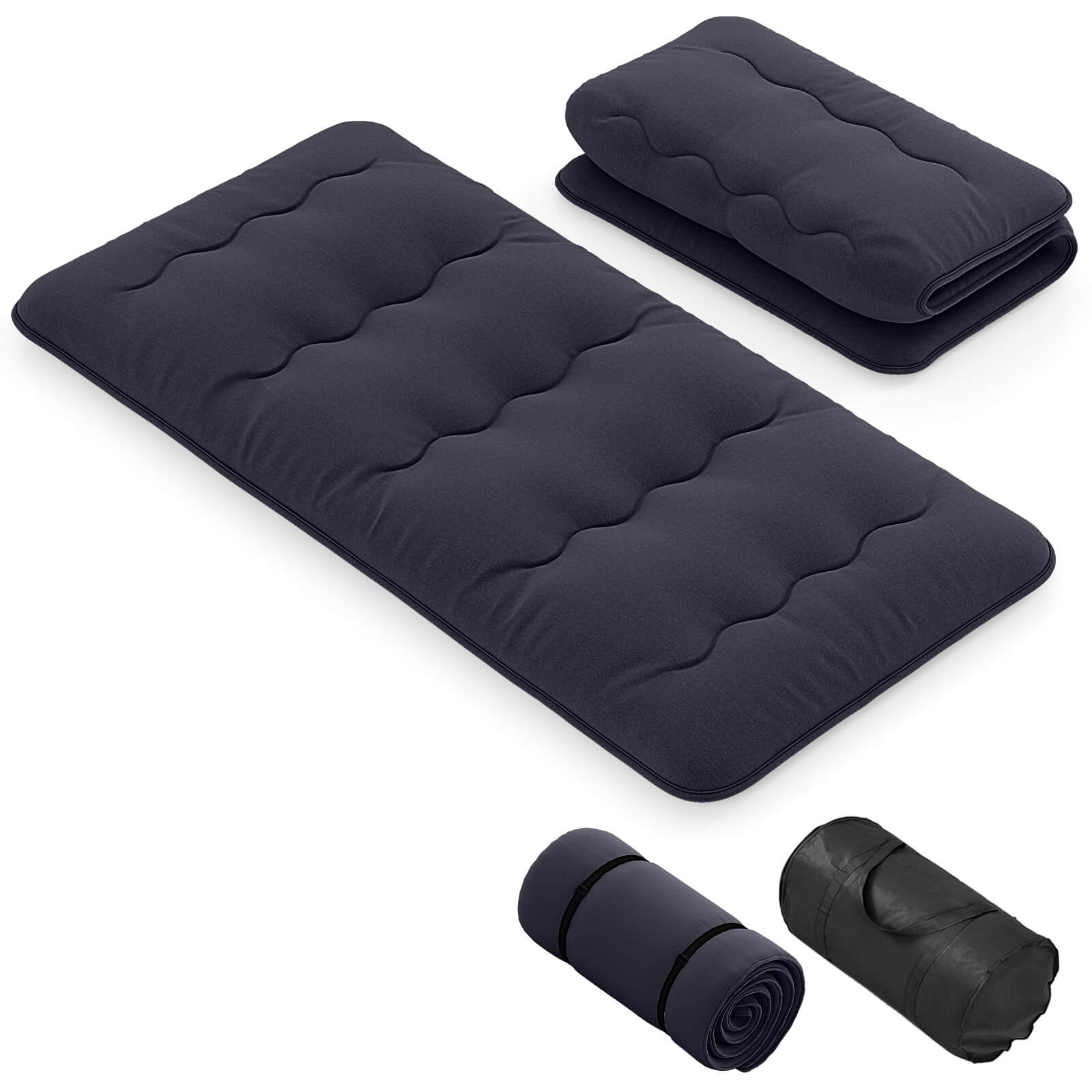 Front. Costway - Costway Twin Futon Mattress Japanese Floor Sleeping Pad Washable Cover Carry Bag Black - Black.