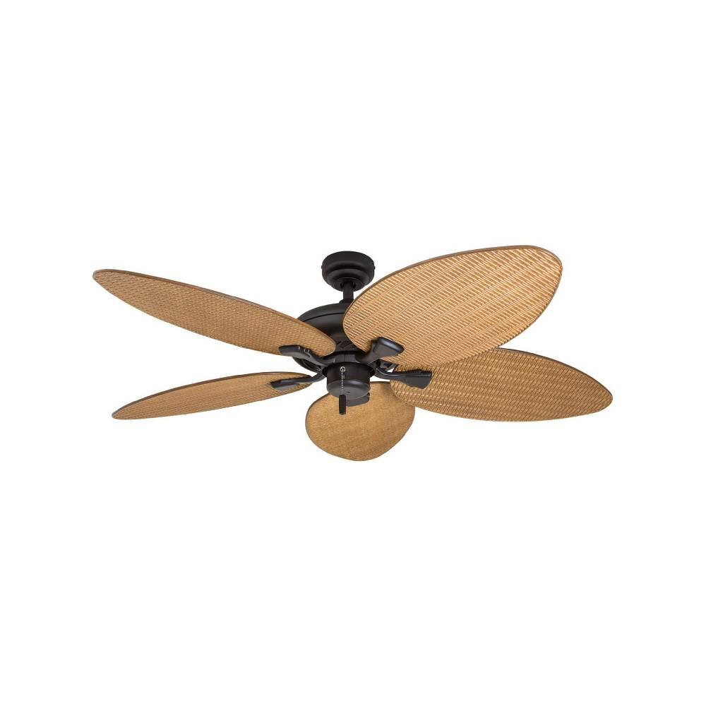 Front. Evolution Blazed - TROPICAL CEILING FAN WITH PALM BLADES - Bronze.