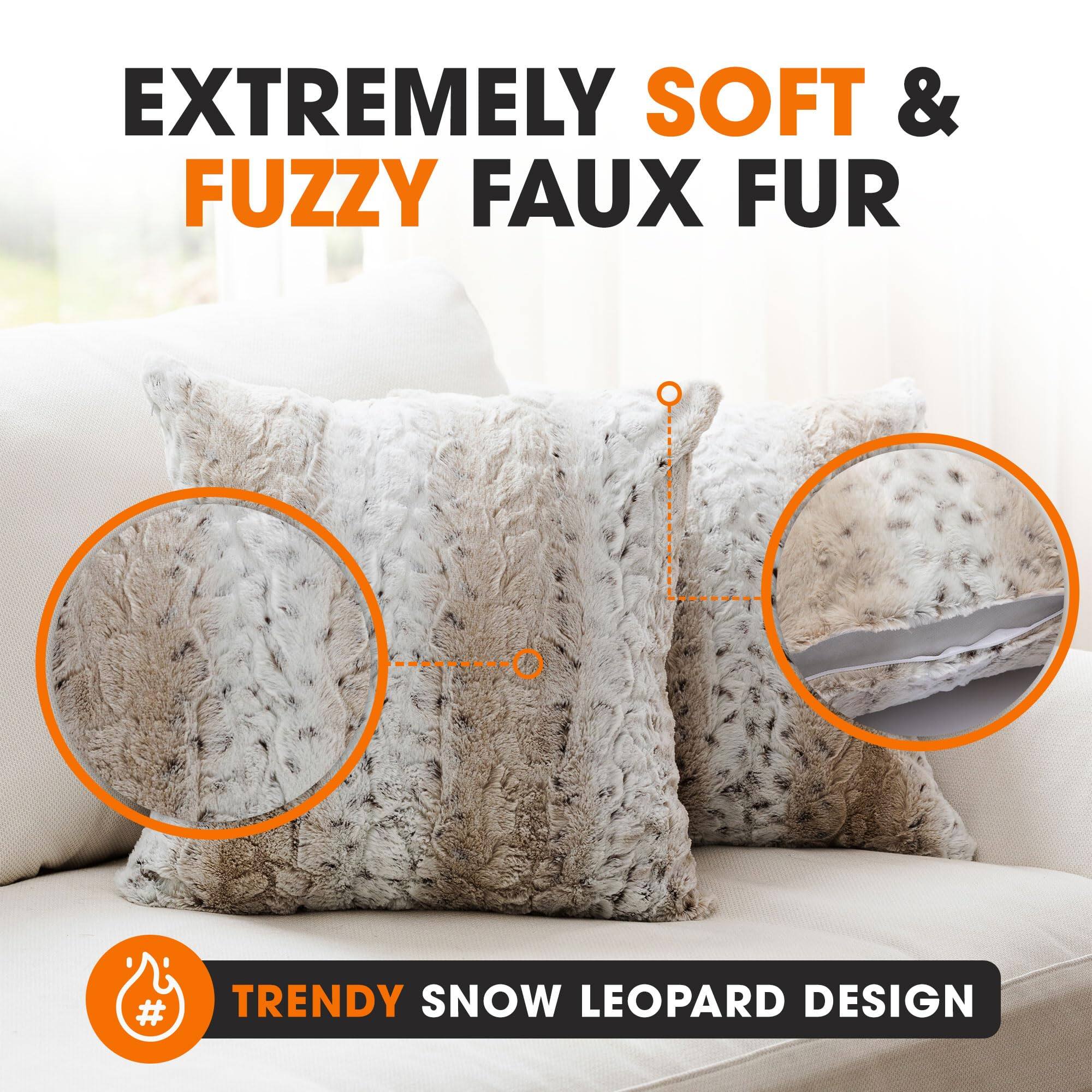 EXTREMELY SOFT & FUZZY FAUX FUR  
TRENDY SNOW LEOPARD DESIGN