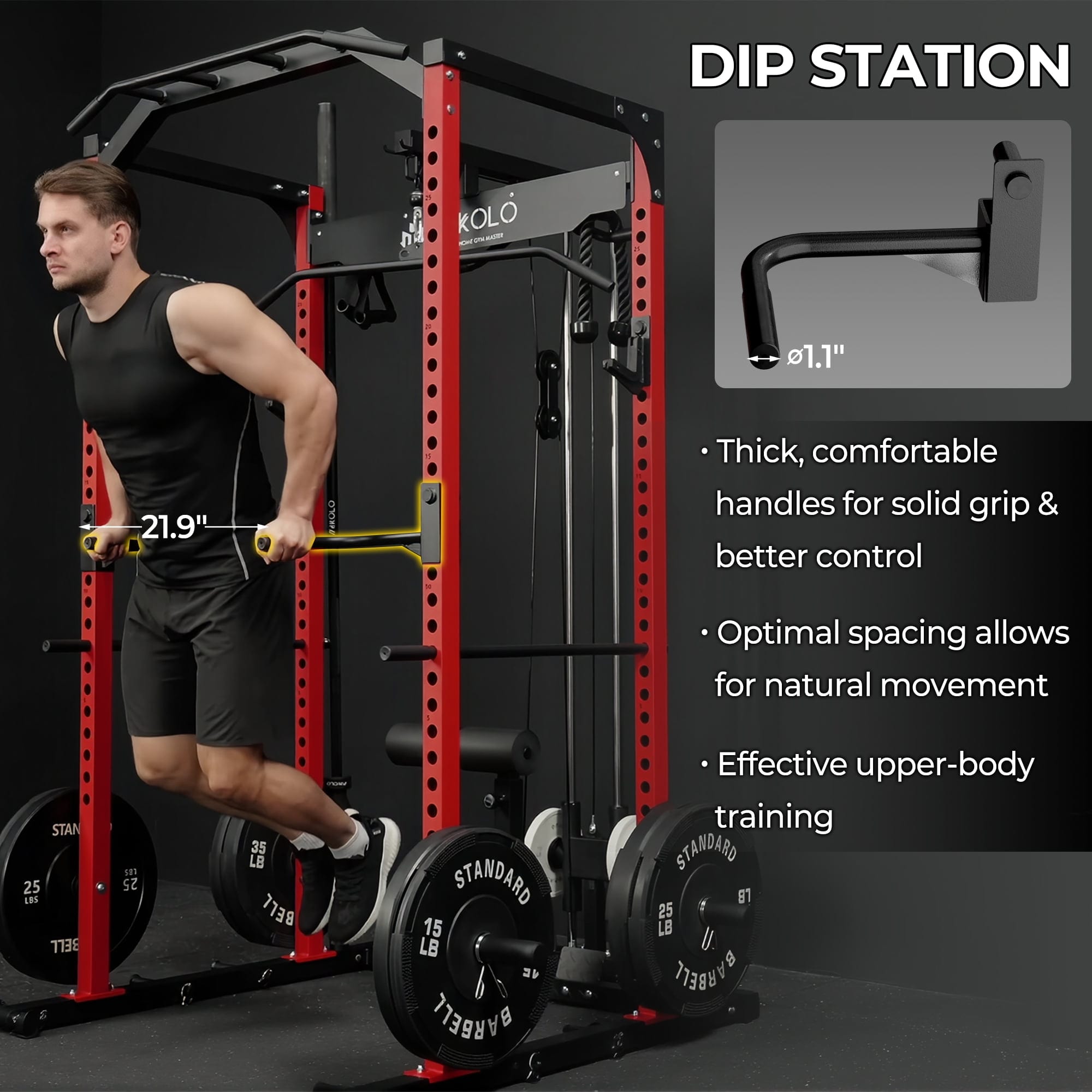 Mikolo Power Rack Cage with LAT Pulldown System,1200 lbs Capacity