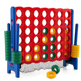 Costway - 4-to-Score Giant Game Set 4-in-a-Row Connect Game with Net Storage Mesh Pocket for Kids & Adult - Muticolor