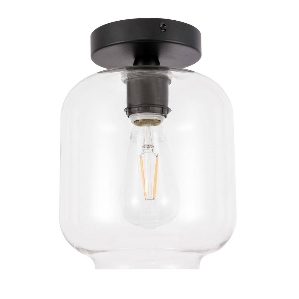 Alt View 7. Living District - Collier 1 light Black and Clear glass Flush mount - Black And Clear Glass.
