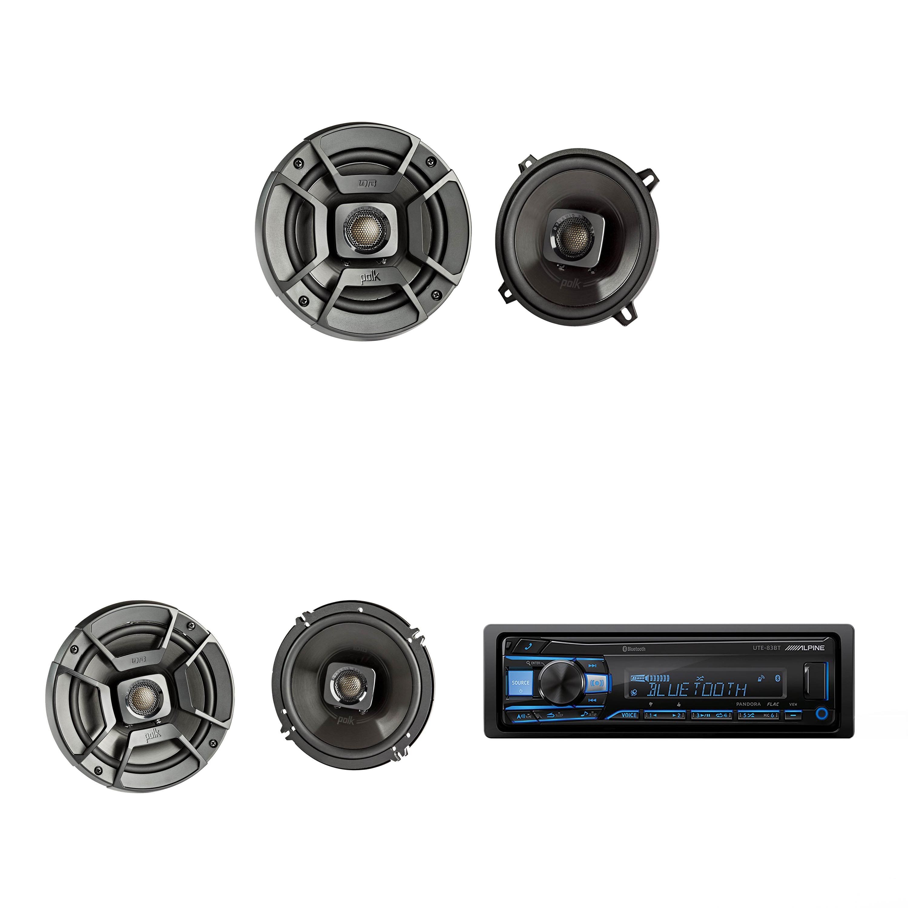 Alpine - UTE-83BT Single Din Source Unit w/ DB522 5.25" & DB652 6.5" Speaker Bundle - Black/Gray