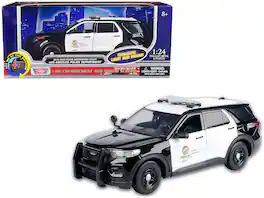 2015 Ford Police Interceptor Utility Black and White "LAPD" w/Lights and Sounds 1/24 Diecast Model Car by Motormax