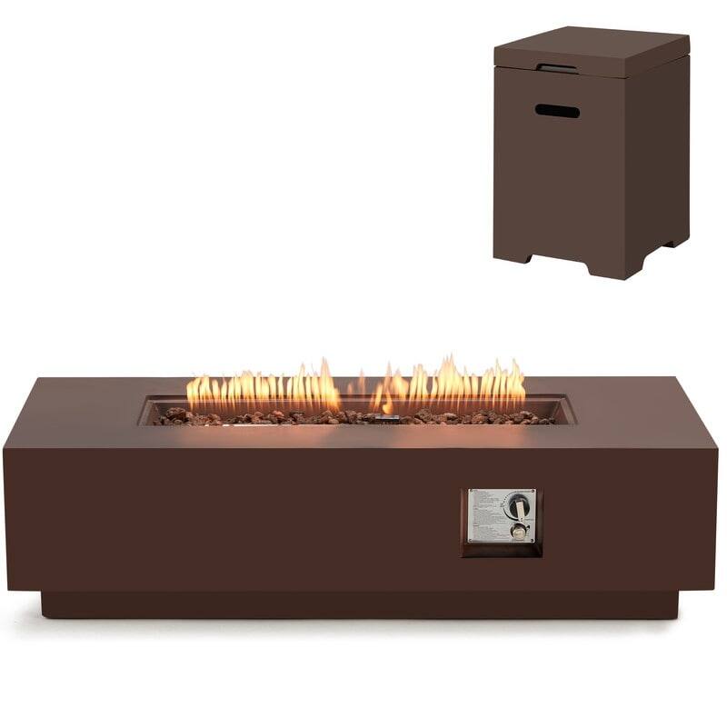 Alt View 8. U-HOMY - Rectangle Propane Fire Pit Table – Outdoor Heater for Patio, Backyard & Deck - Brown.