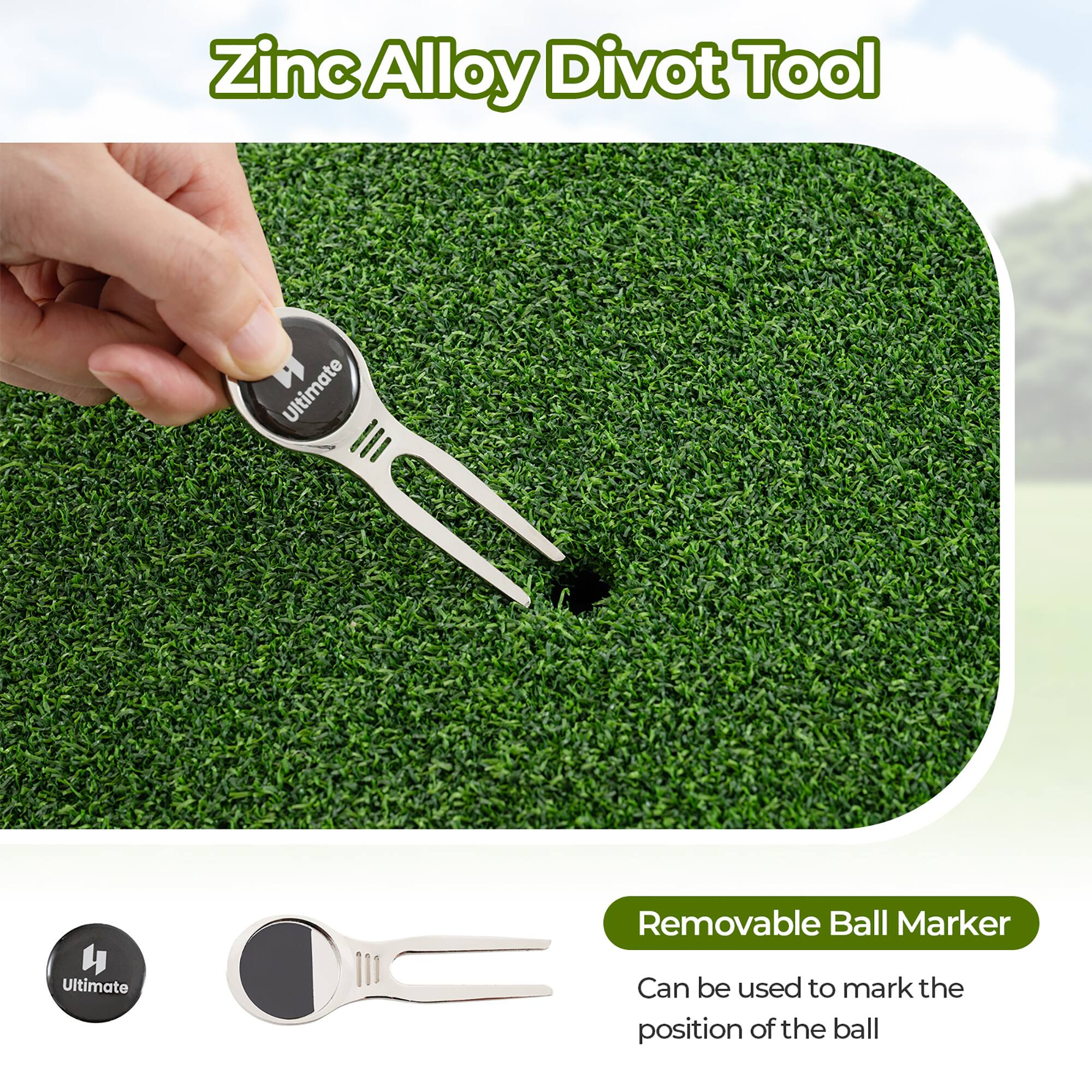 Zinc Alloy Divot Tool

Removable Ball Marker
Can be used to mark the position of the ball