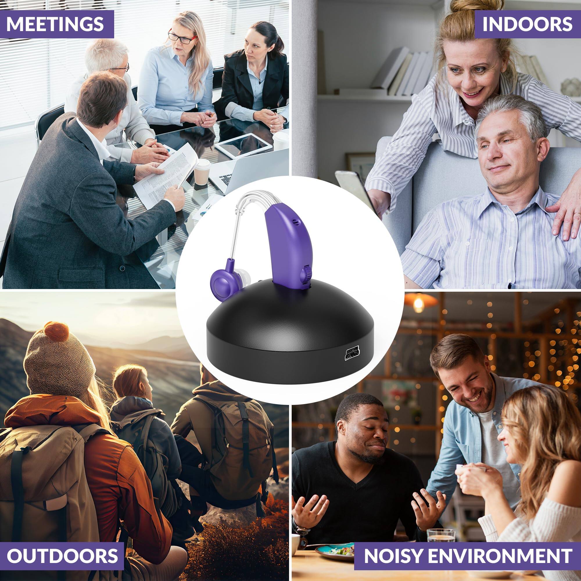 MEETINGS  
INDOORS  
OUTDOORS  
NOISY ENVIRONMENT