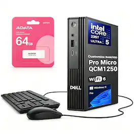 Dell - Pro Micro MFF Desktop - Intel Core Ultra 5 235T - 16GB RAM 512GB SSD - Wired K&M - 64GB USB Flash Drive - Black