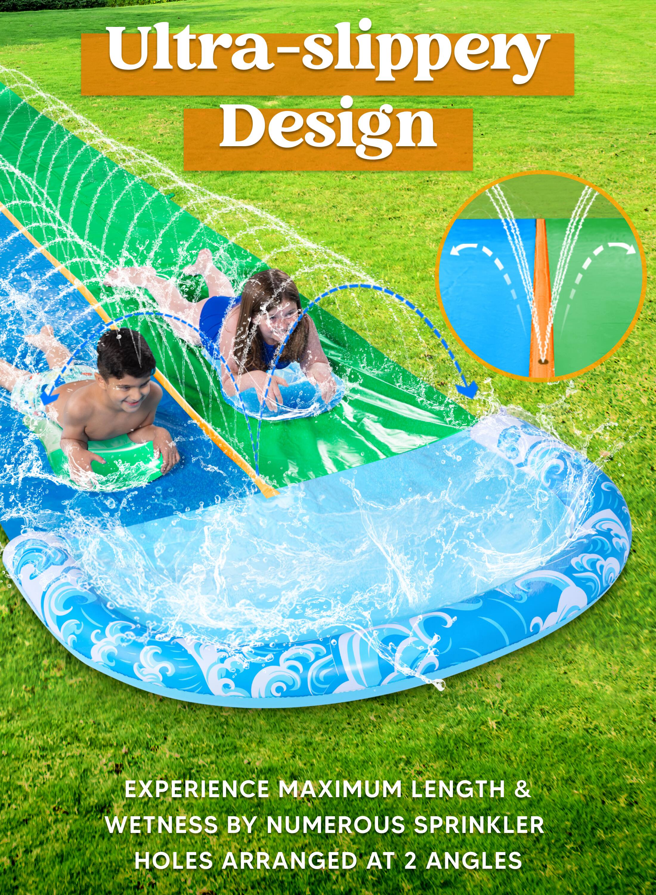 Ultra-slippery Design

EXPERIENCE MAXIMUM LENGTH & WETNESS BY NUMEROUS SPRINKLER HOLES ARRANGED AT 2 ANGLES