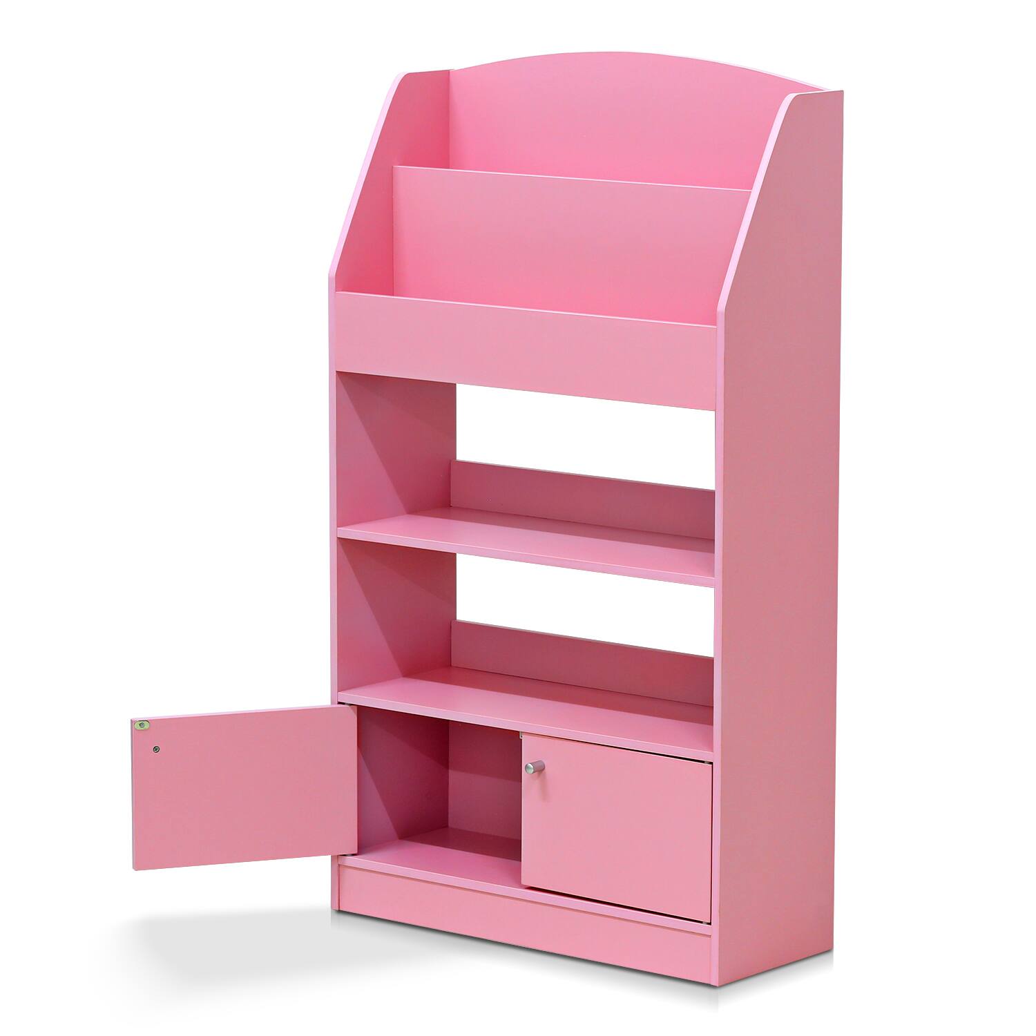 Alt View 2. Furinno - Lova MagazineBookshelf with Storage Cabinet - Pink.